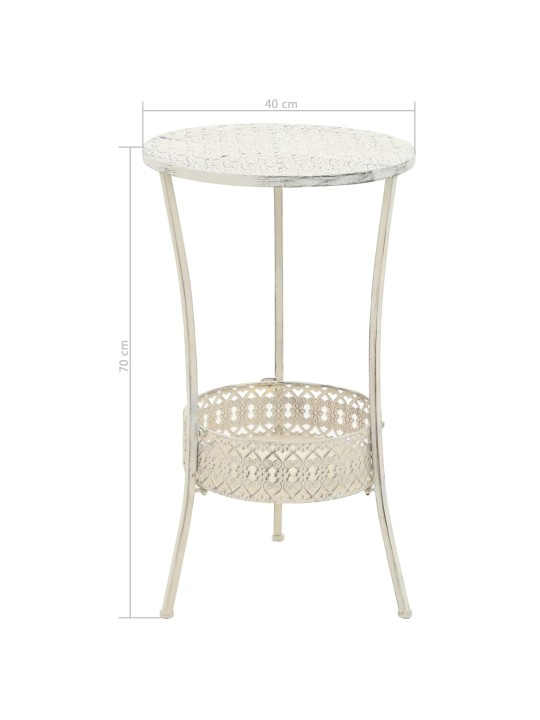 Bistro stolek ve vintage stylu kulatý kovový 40 x 70 cm bílý