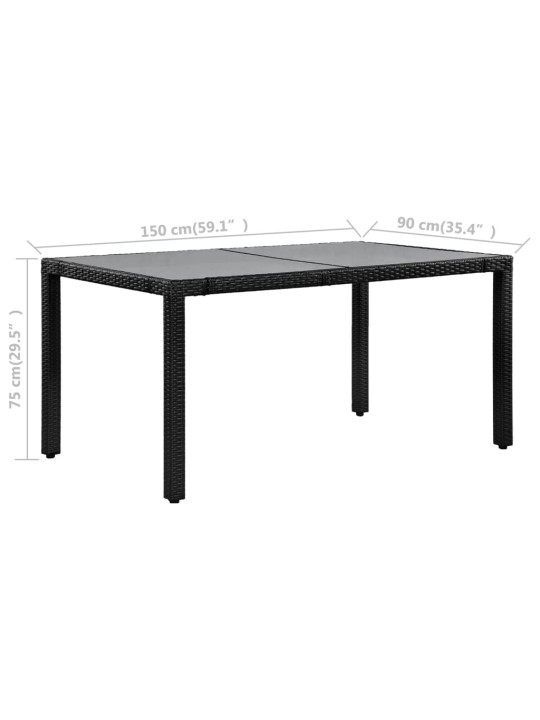7dílný zahradní jídelní set polyratan černý