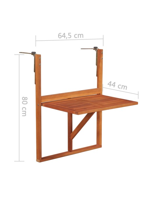 Závěsný stůl na balkon 64,5 x 44 x 80 cm masivní akáciové dřevo