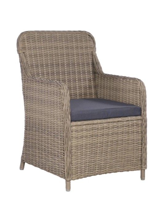 3dílný bistro set s poduškami hnědý polyratanový