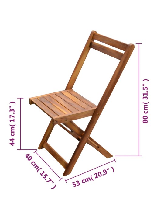 3dílný skládací bistro set masivní akáciové dřevo