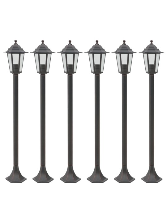 Zahradní sloupové lampy 6 ks E27 110 cm hliníkové bronzové