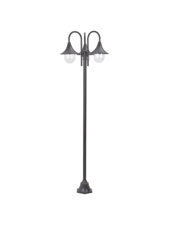 Zahradní sloupová lampa 3 ramena E27 220 cm hliník bronzová