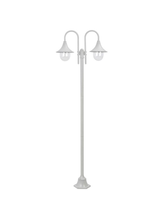 Zahradní sloupová lampa 2 ramena E27 220 cm hliník bílá