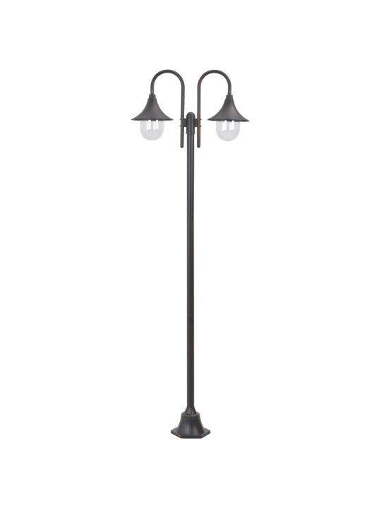 Zahradní sloupová lampa 2 ramena E27 220 cm hliník bronzová