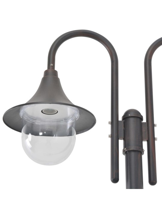Zahradní sloupová lampa 2 ramena E27 220 cm hliník bronzová
