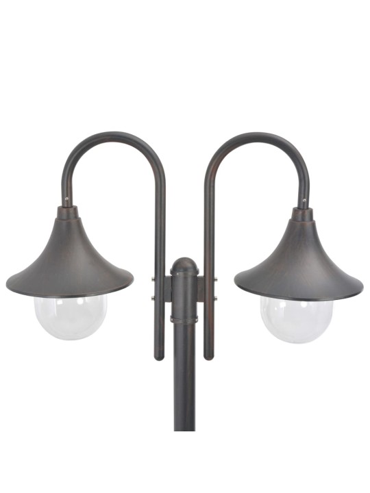 Zahradní sloupová lampa 2 ramena E27 220 cm hliník bronzová
