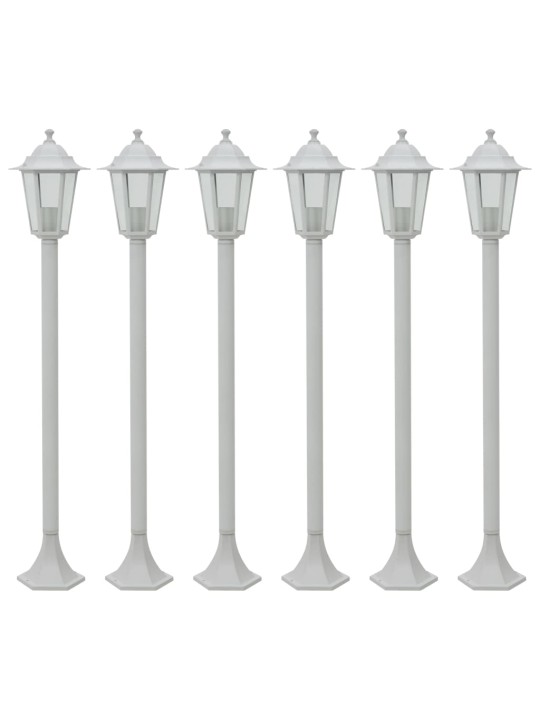 Zahradní sloupové lampy 6 ks E27 110 cm hliníkové bílé