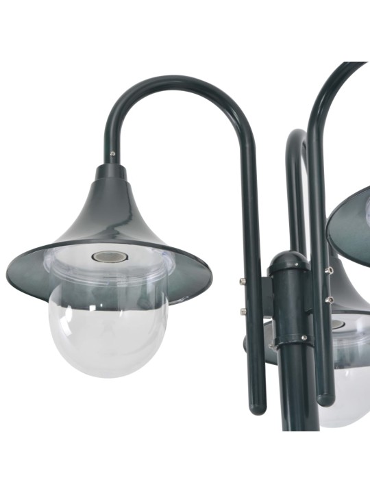 Zahradní sloupová lampa 3 ramena E27 220 cm hliník tmavě zelená