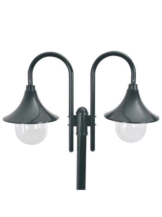 Zahradní sloupová lampa 2 ramena E27 220 cm hliník tmavě zelená
