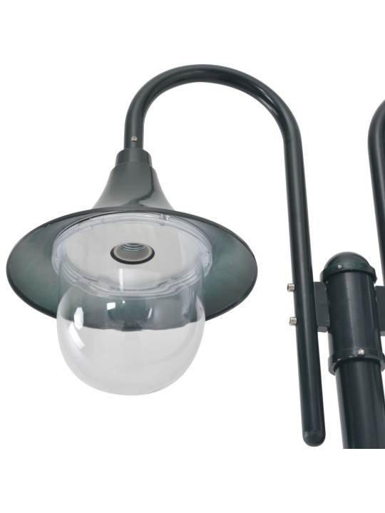 Zahradní sloupová lampa 2 ramena E27 220 cm hliník tmavě zelená