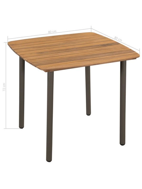 Zahradní stůl 80 x 80 x 72 cm masivní akácie dřevo a ocel
