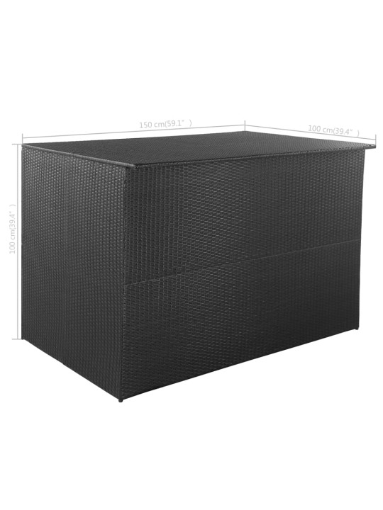 Zahradní úložný box černý 150 x 100 x 100 cm polyratan
