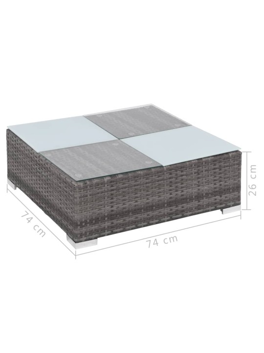 8dílná zahradní sedací souprava s poduškami polyratan šedá