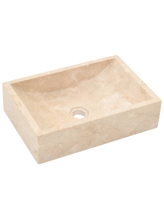 Umyvadlo 45 x 30 x 12 cm mramor krémové s vysokým leskem