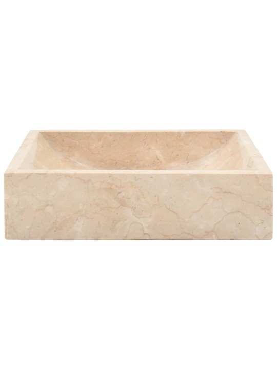 Umyvadlo 45 x 30 x 12 cm mramor krémové s vysokým leskem