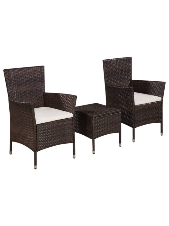 3dílný bistro set polyratan hnědý