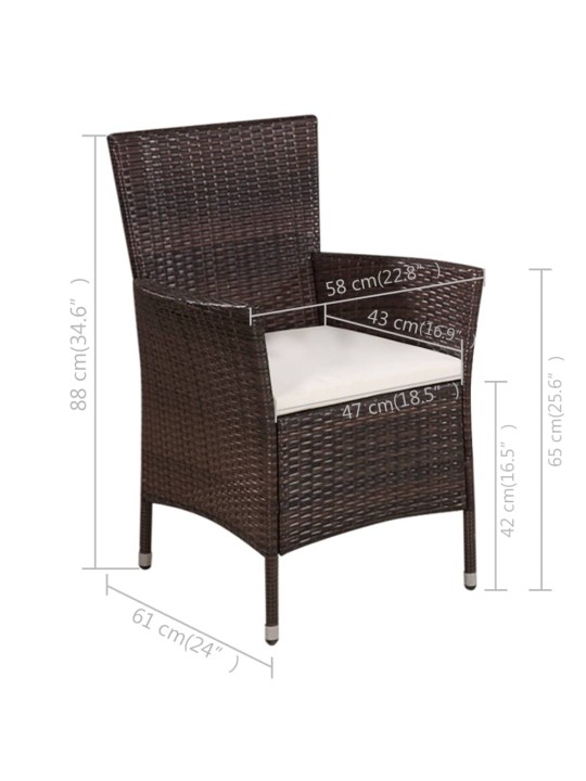 3dílný bistro set polyratan hnědý