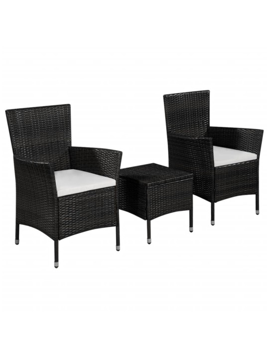 3dílný bistro set polyratan černý