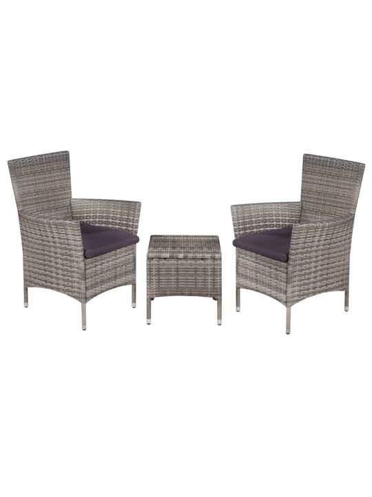 3dílný bistro set polyratan šedý