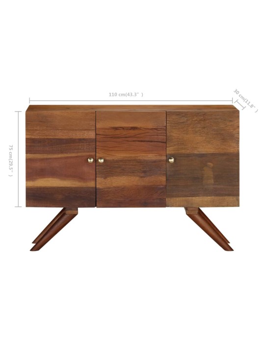 Příborník hnědý 100 x 30 x 75 cm masivní recyklované dřevo