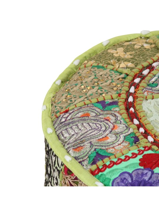 Sedací puf patchwork kulatý bavlna ruční výroba 40x20 cm zelený