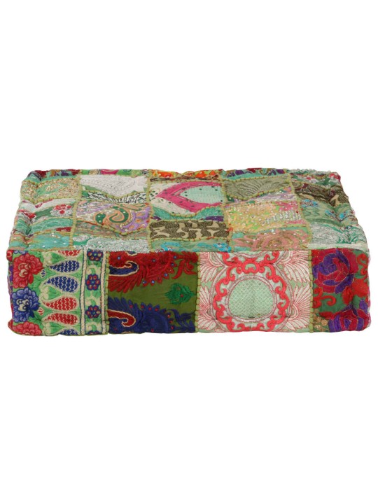 Sedací puf patchwork čtverec ručně vyrobený 50x50x12 cm zelený