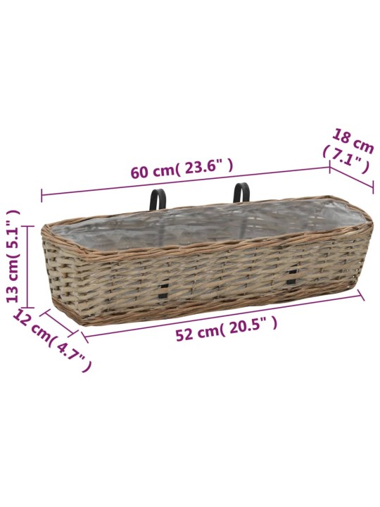 Květináč na balkon 2 ks proutěný s PE výstelkou 60 cm