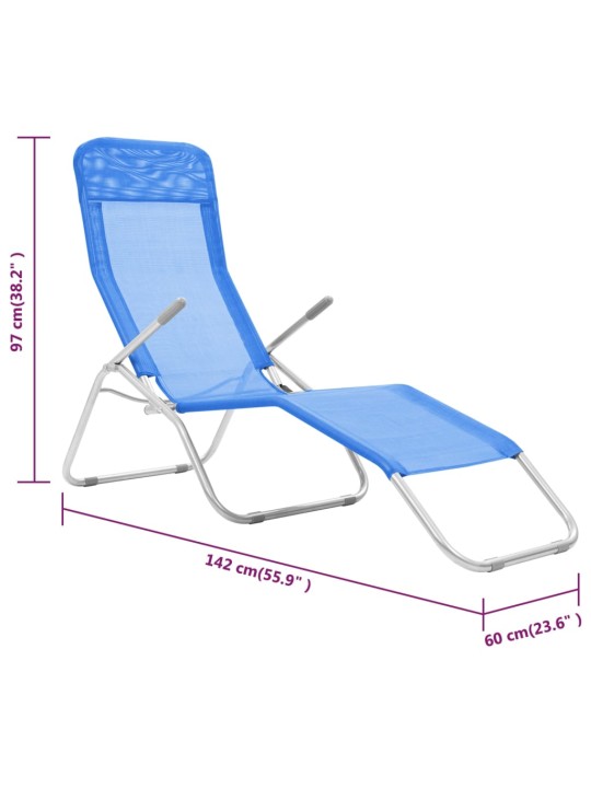 Skládací zahradní lehátka 2 ks textilen modrá