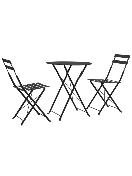 3dílný bistro set ocelový černý