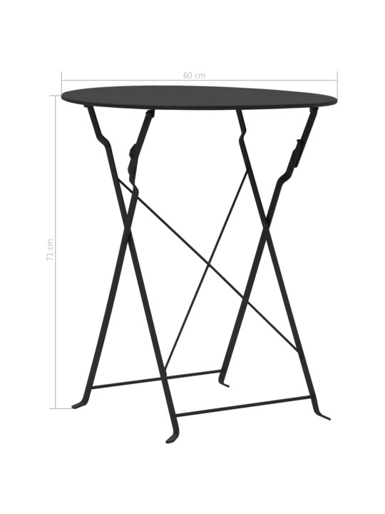 3dílný bistro set ocelový černý
