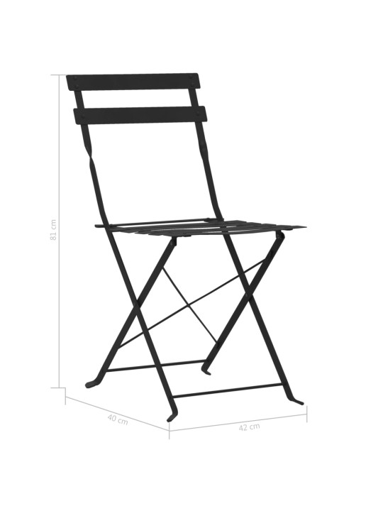 3dílný bistro set ocelový černý