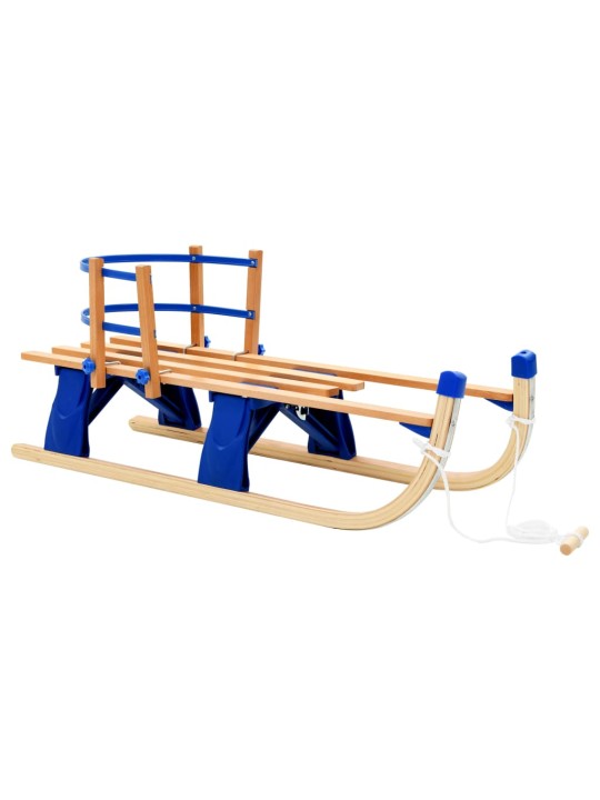 Skládací sněžné sáně s opěradlem dřevěné 119 cm
