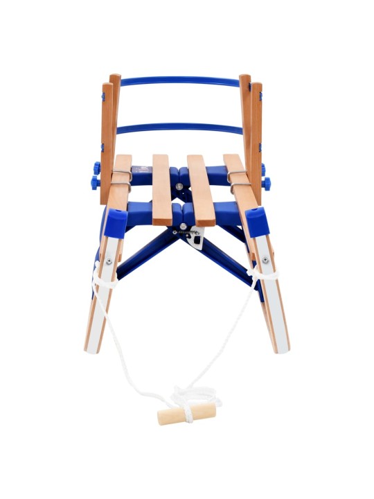 Skládací sněžné sáně s opěradlem dřevěné 119 cm