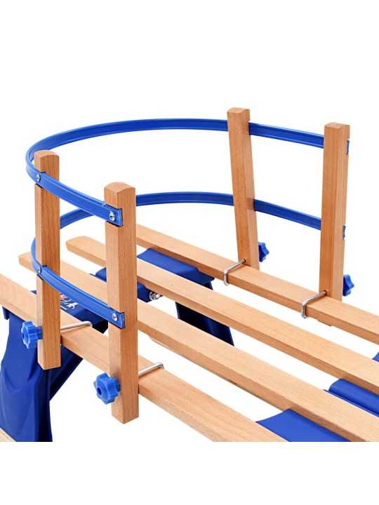 Skládací sněžné sáně s opěradlem dřevěné 119 cm