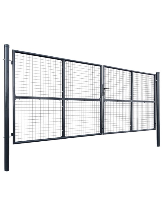 Zahradní plotová branka z pozinkované oceli 400 x 150 cm šedá