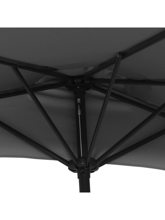 Slunečník na balkon hliníková tyč antracitový 270x144cm půlkruh