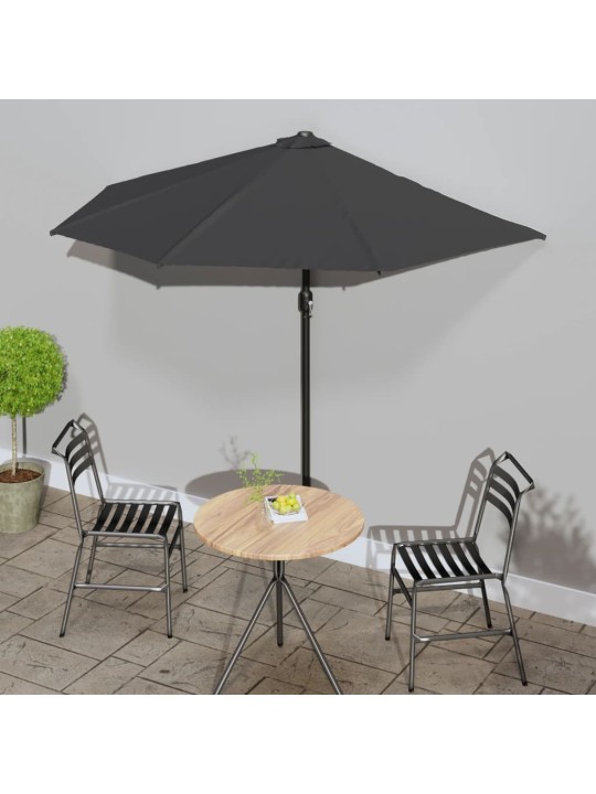Slunečník na balkon hliníková tyč antracitový 270x144cm půlkruh