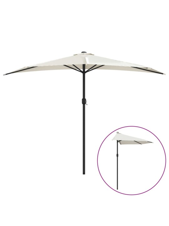 Slunečník na balkon hliníková tyč pískový 300 x 155 cm půlkruh