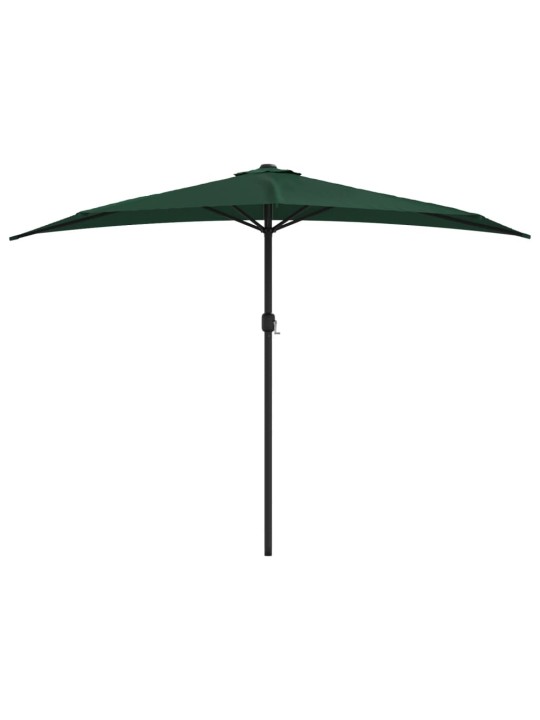 Slunečník na balkon hliníková tyč zelený 300 x 155 cm půlkruh