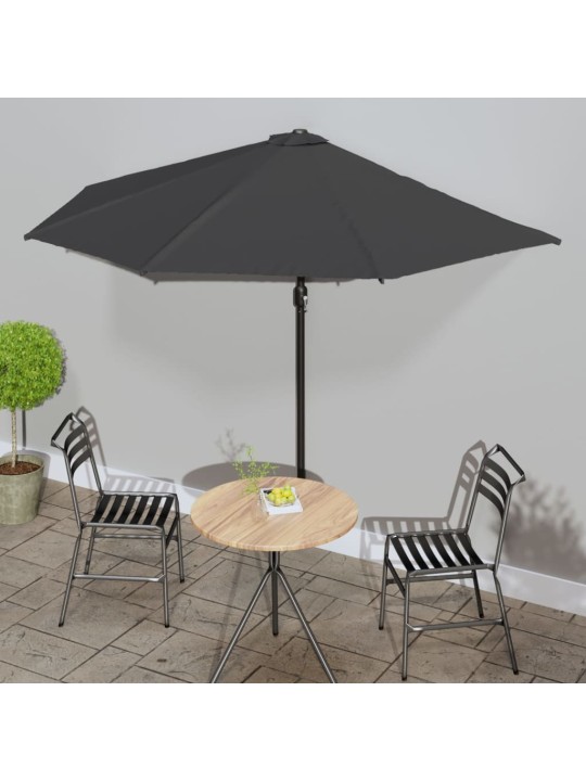 Slunečník na balkon hliníková tyč antracitový 300x155cm půlkruh