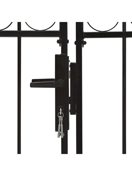 Dvoukřídlá zahradní brána s obloukem ocelová 300 x 125 cm černá