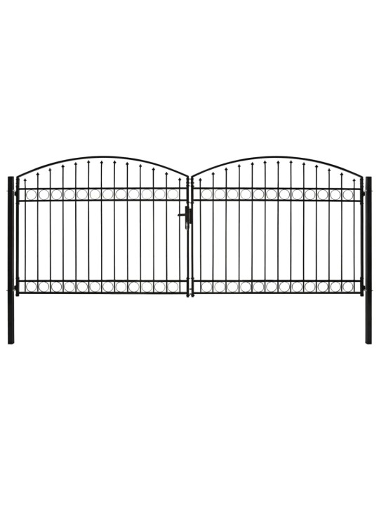 Dvoukřídlá zahradní brána s obloukem ocelová 400 x 175 cm černá