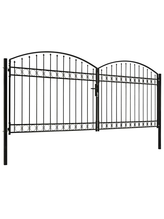 Dvoukřídlá zahradní brána s obloukem ocelová 400 x 175 cm černá