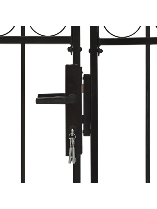 Dvoukřídlá zahradní brána s obloukem ocelová 400 x 175 cm černá