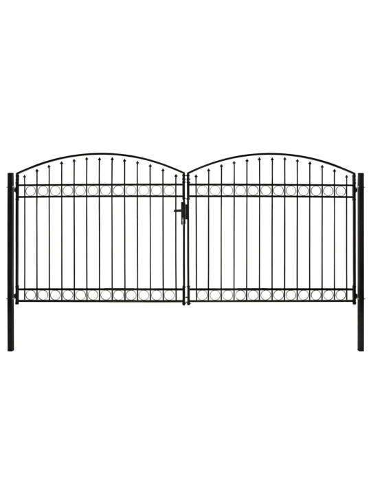 Dvoukřídlá zahradní brána s obloukem ocelová 400 x 200 cm černá