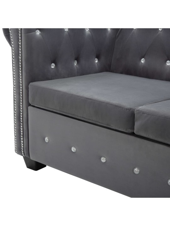 3místná pohovka chesterfield samet 199 x 75 x 72 cm šedá