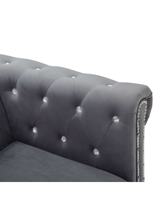 3místná pohovka chesterfield samet 199 x 75 x 72 cm šedá