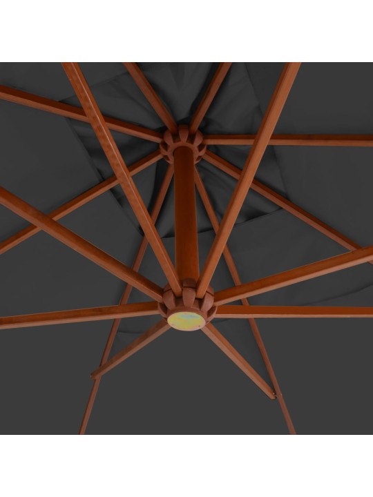 Boční zahradní slunečník s dřevěnou tyčí 400x300 cm antracitový
