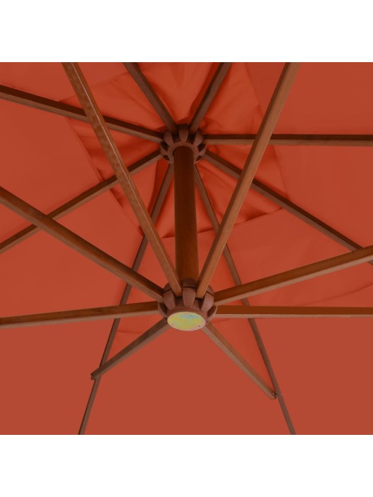 Boční zahradní slunečník s dřevěnou tyčí 400x300 cm terakotový